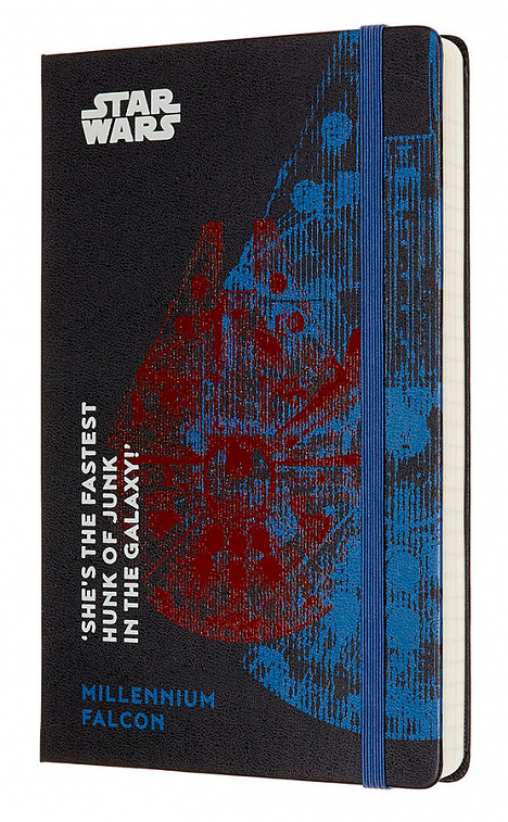 Ежедневник Moleskine "Star Wars" LE 13х21 см 400 стр., фиксирующая резинка, цвет черный Falcon