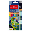 Набор карандашей цветные Faber-Castell "Dinosaur", 10 цв. + 3 цв. металл. + наклейки, заточен., карт 1