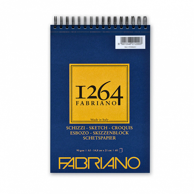 Альбом для графики на спирали Fabriano "1264 SKETCH" 14,8х21 см 60 л 90 г 606x758
