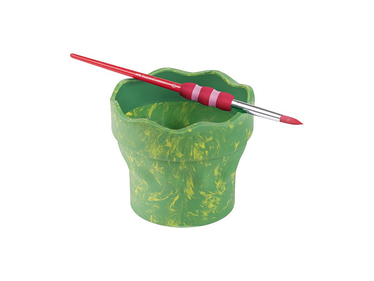 Стакан для воды Faber-Castell "Clic&Go", складной, зеленый мрамор 606x758