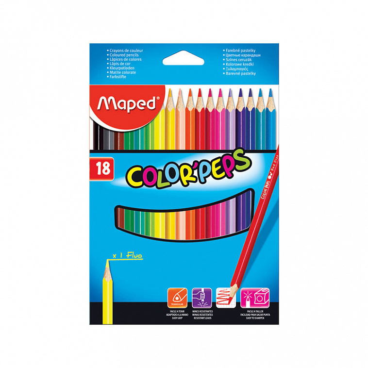 Набор карандашей цветных Maped "Color Peps" 18 цв в картоне  