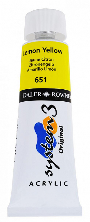 Акрил Daler-Rowney "SYSTEM 3" 75 мл Желтый лимонный 606x758