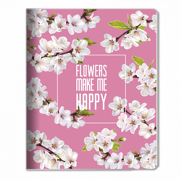 *Тетрадь общая в клетку "Be Smart" Коллекция "Happy flower", розовый 165х203 мм, 48 л