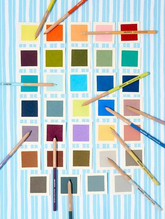 Набор карандашей цветные Малевичъ "GrafArt Soft", 34 новых цвета 606x758