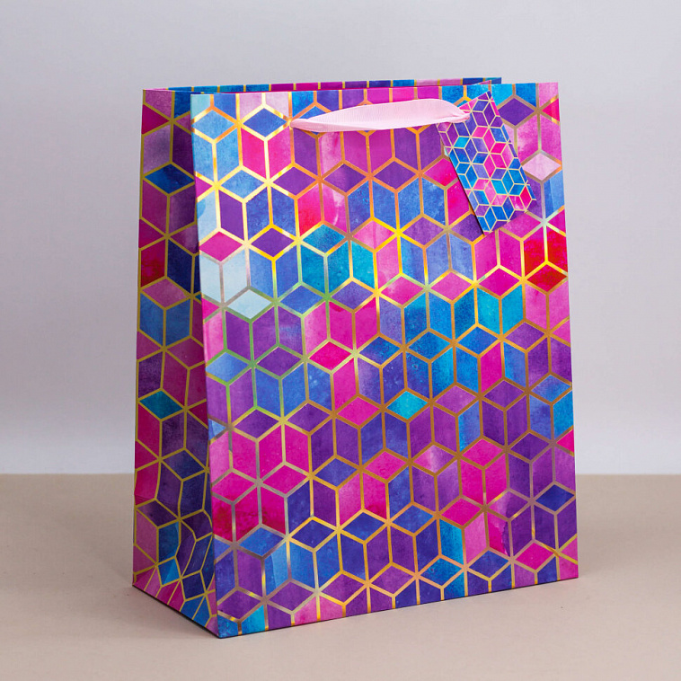 Пакет подарочный "Mosaic" pink, 26*32*12,5 см M
