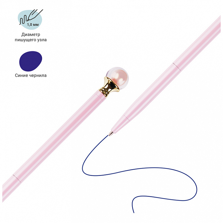 Ручка шариковая автоматическая MESHU "Pink pearl" синяя, 1,0 мм