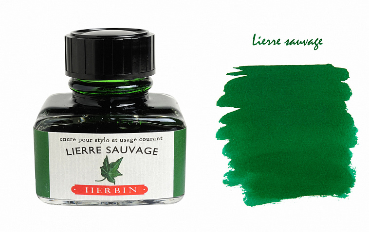 Чернила в банке Herbin, 30 мл, Lierre sauvage, Зеленый 606x758