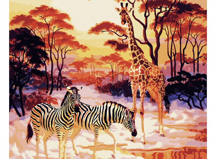 Набор для живописи по номерам, на цветном холсте 40х50 см "В африканской саванне"