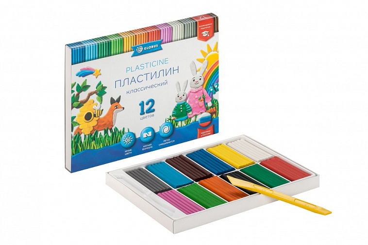 Набор пластилина Глобус "КЛАССИЧЕСКИЙ" 12 цветов 606x758