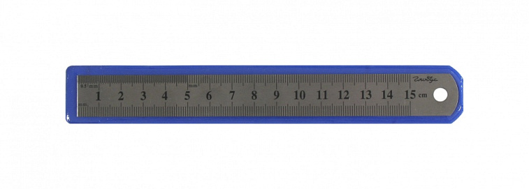 Линейка металлическая двухсторонняя Глобус 15 см. 606x758