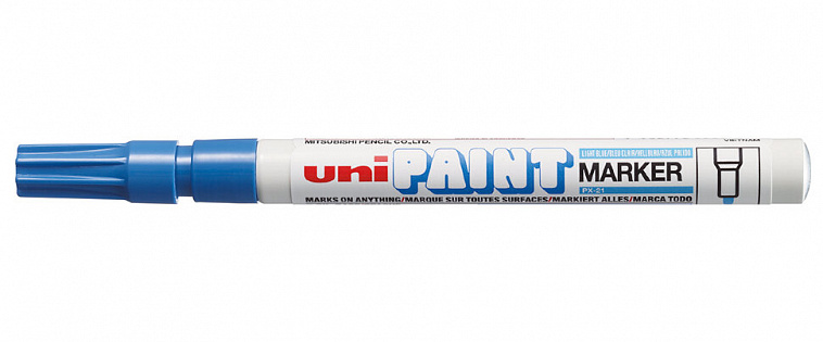 Маркер-краска Uni "Paint" PX-21, 0,8-1,2 мм, алюминиевый корпус, голубой 606x758