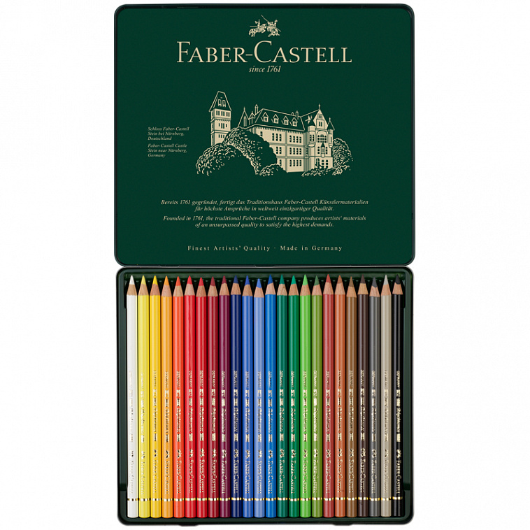 Набор карандашей цветных Faber-castell "Polychromos" 24 шт проф-ные в металле  606x758