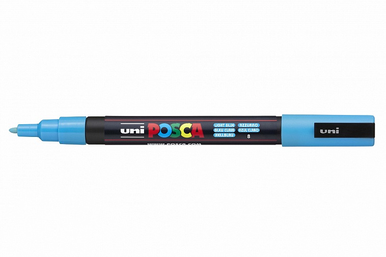 Маркер UNI "POSCA" PC-3M, 0,9-1,3 мм, наконечник пулевидный, №8 цвет голубой 606x758