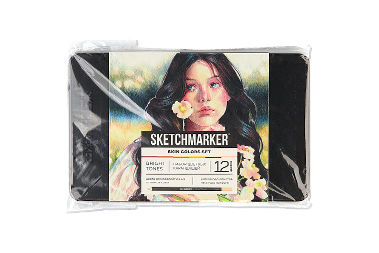 Набор карандашей цветные Sketchmarker "Оттенки кожи", 12 цветов, жестяной пенал 606x758