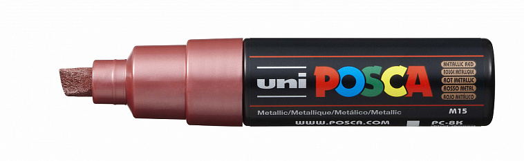 Маркер UNI "POSCA" PC-8K, до 8,0 мм, наконечник скошенный, цвет красный металлик 606x758