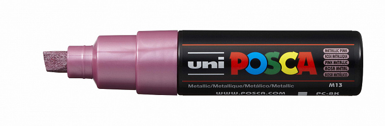 Маркер UNI "POSCA" PC-8K, до 8,0 мм, наконечник скошенный, цвет розовый металлик 606x758
