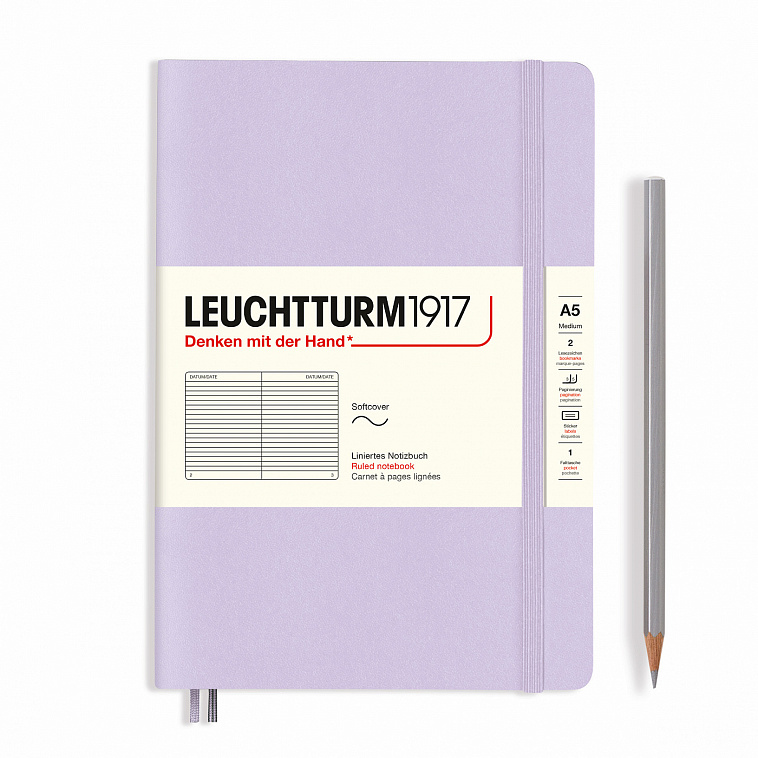 Записная книжка в линейку Leuchtturm A5 123 стр., мягкая обложка, сиреневый