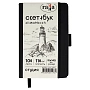 Скетчбук Гамма "Студия" 9х14 см 100 л 110 г, черный, твердая обложка, на резинке, слоновая кость 1