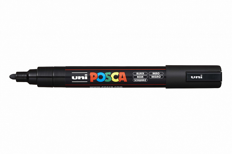 Маркер UNI "POSCA" PC-5M, 1,8-2,5 мм, наконечник пулевидный, цвет черный 606x758