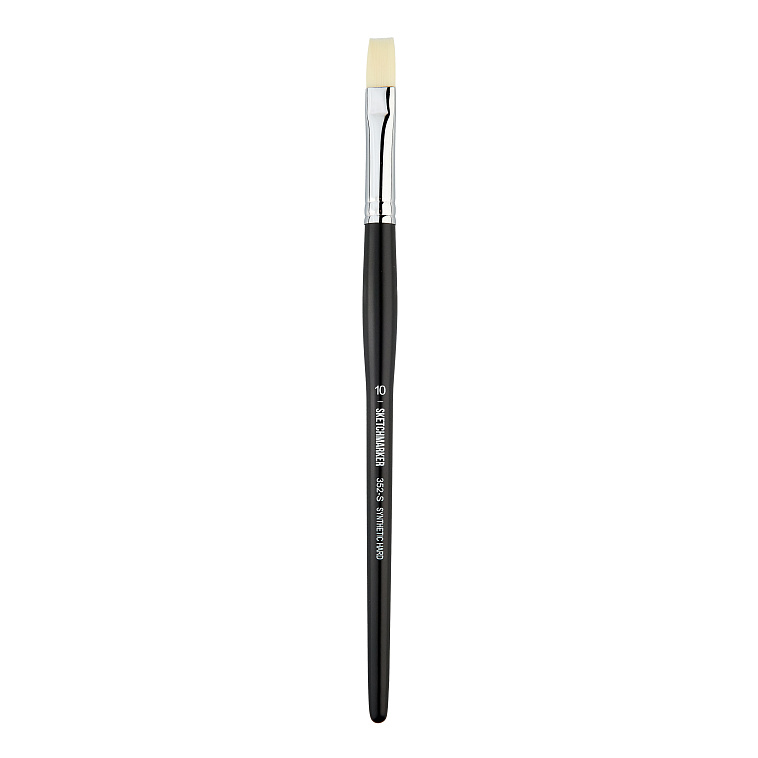 Кисть жесткая синтетика №10 плоская Sketchmarker "352" ручка короткая 606x758