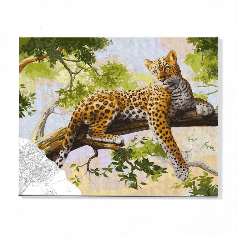 Набор для живописи по номерам Артвентура "Леопард" холст на подрамнике 40х50 см