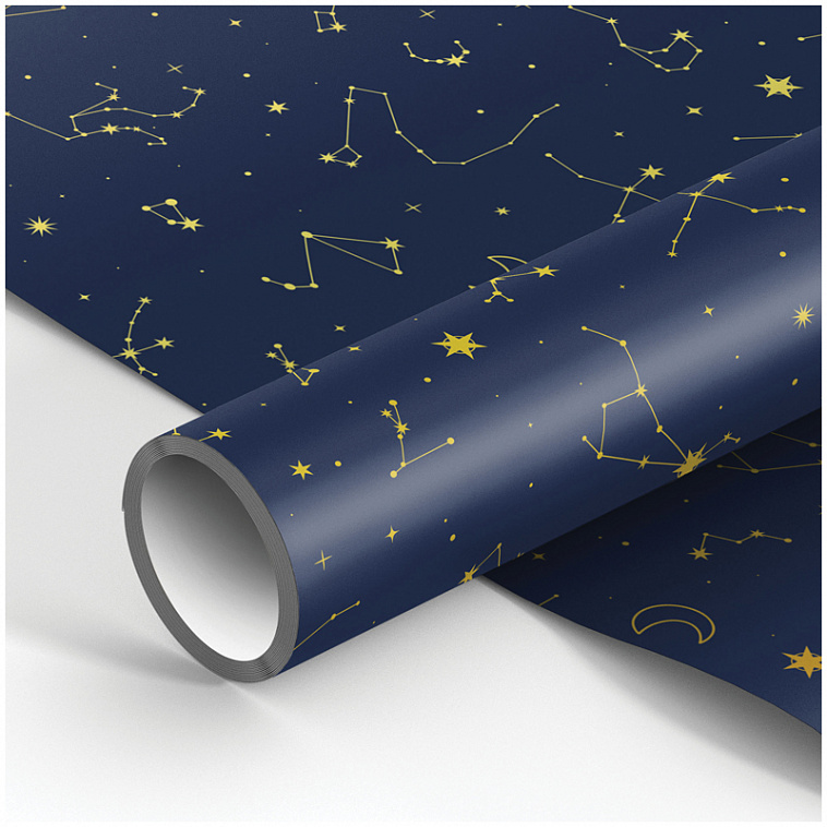 Упаковочная бумага глянцевая MESHU "Golden constellations" 70*100 см, 90 г