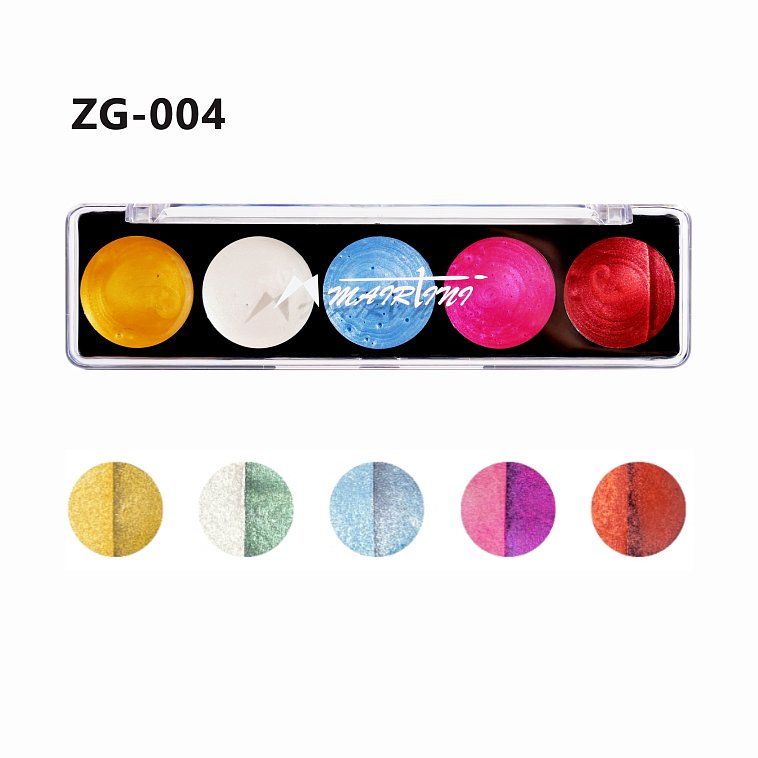 Набор акварели Mairtini "Metallic Pearlescent" 5 перламутровых цветов (Basic Color), палетка 606x758