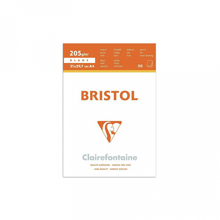 ▲Блокнот для черчения и рисования Clairefontaine "Bristol" А4 20 л 205 г 606x758
