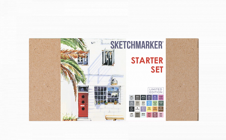 Набор маркеров Sketchmarker Starter set 24 шт + набор линеров и скетчбук