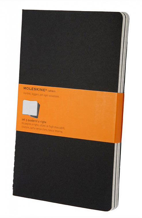 Записная книжка в линейку Moleskine "Cahier Journal" Large 130х210 мм 80 стр черный (3шт)