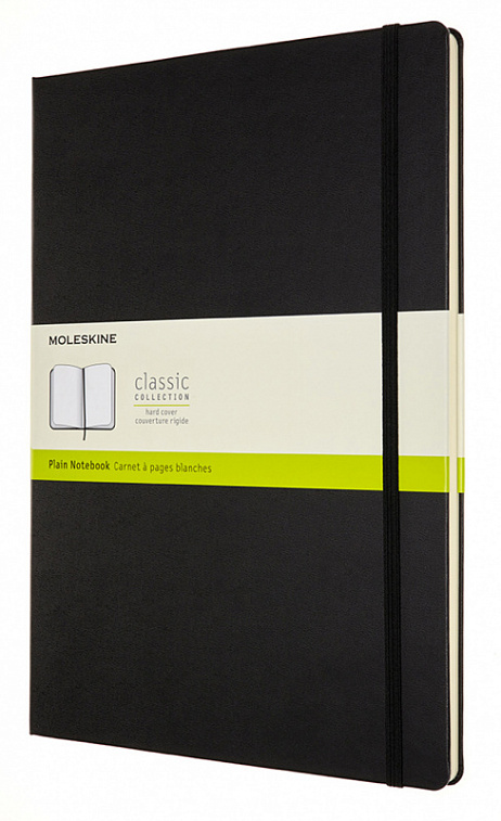 Записная книжка нелинованная Moleskine "Classic" 21х30 см 192 стр, твердая обложка черная