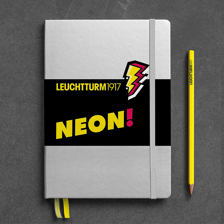 Книга для записей в точку Leuchtturm1917 "Neon!" А5, серебро/желтый