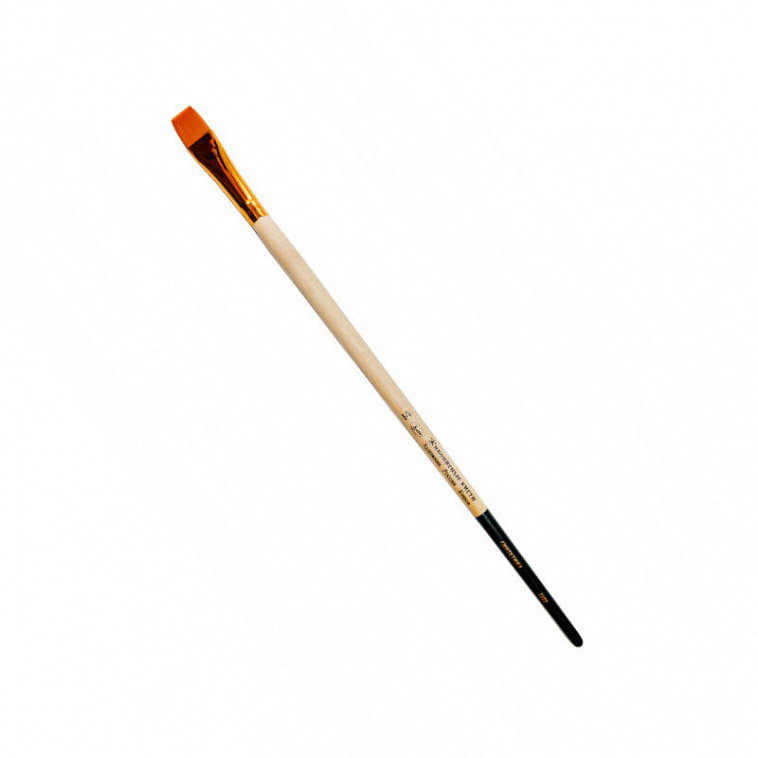 Кисть синтетика №36 плоская Живописные кисти "1329" длинная ручка с черным кончиком 606x758