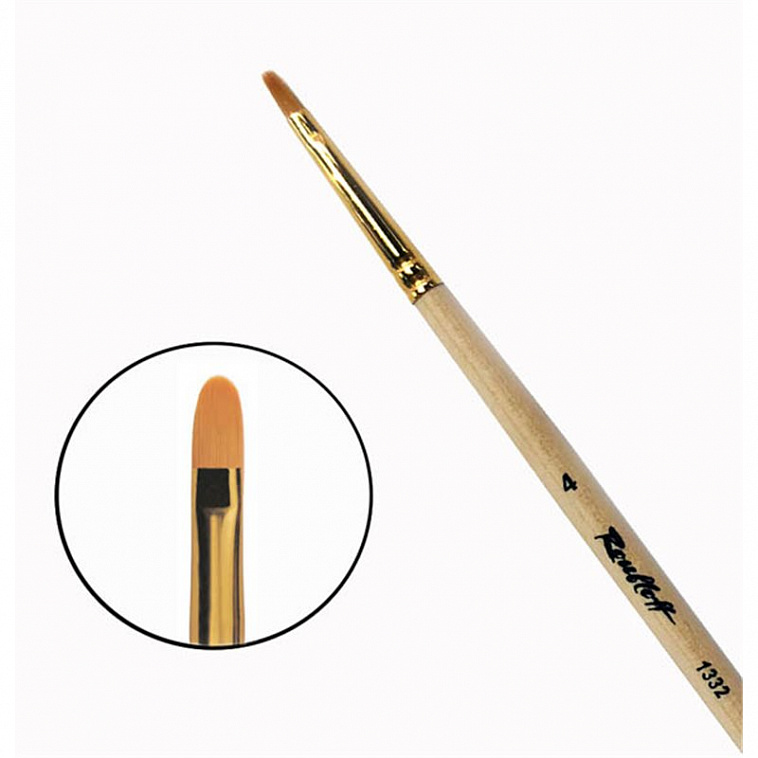 Кисть синтетика №4 овальная Roubloff "1332" длинная ручка п/лак 606x758