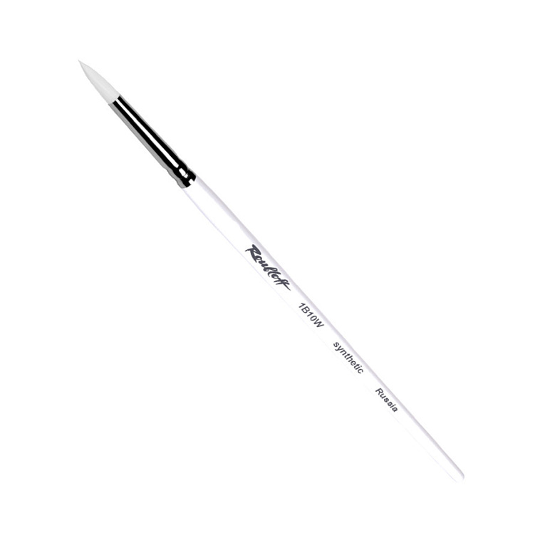 Кисть синтетика белая №3 круглая под щетину Roubloff "1В10W" короткая ручка 606x758