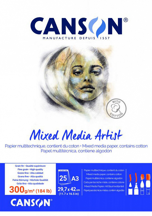 Альбом-склейка для смешанных техник Canson "ARTIST MIX MEDIA" А3 25 л 300 г 606x758
