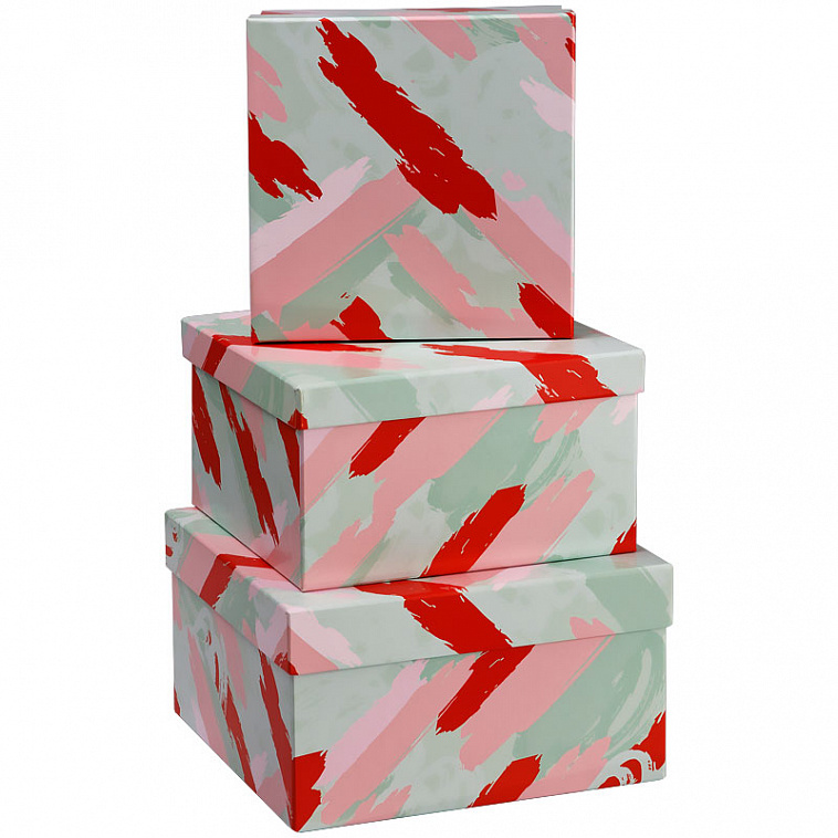 Набор квадратных коробок 3в1, MESHU "Stylish green", (19,5*19,5*11-15,5*15,5*9см) 606x758