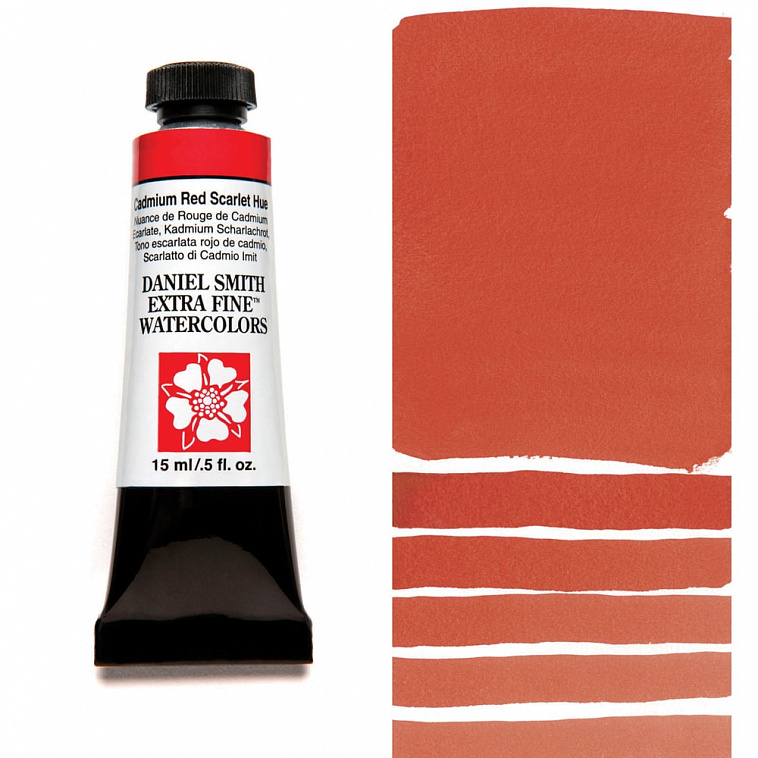 Акварель Daniel Smith в тубе 15 мл Кадмий красный алый/Cadmium Red Scarlet Hue (PY 53, PR 254, PY 83) 606x758
