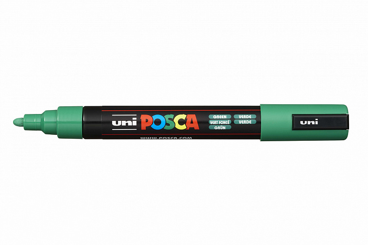 Маркер UNI "POSCA" PC-5M, 1,8-2,5 мм, наконечник пулевидный, цвет зеленый 606x758