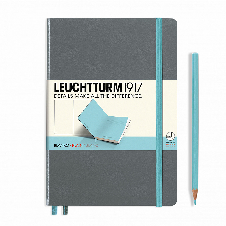 Книга для записей нелинованная Leuchtturm1917 "BICOLORE MEDIUM" А5 249 л антрацит-голубой