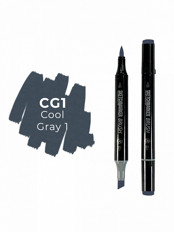 Маркер двухсторонний на спиртовой основе Sketchmarker Brush Цвет Прохладный серый 1 606x758