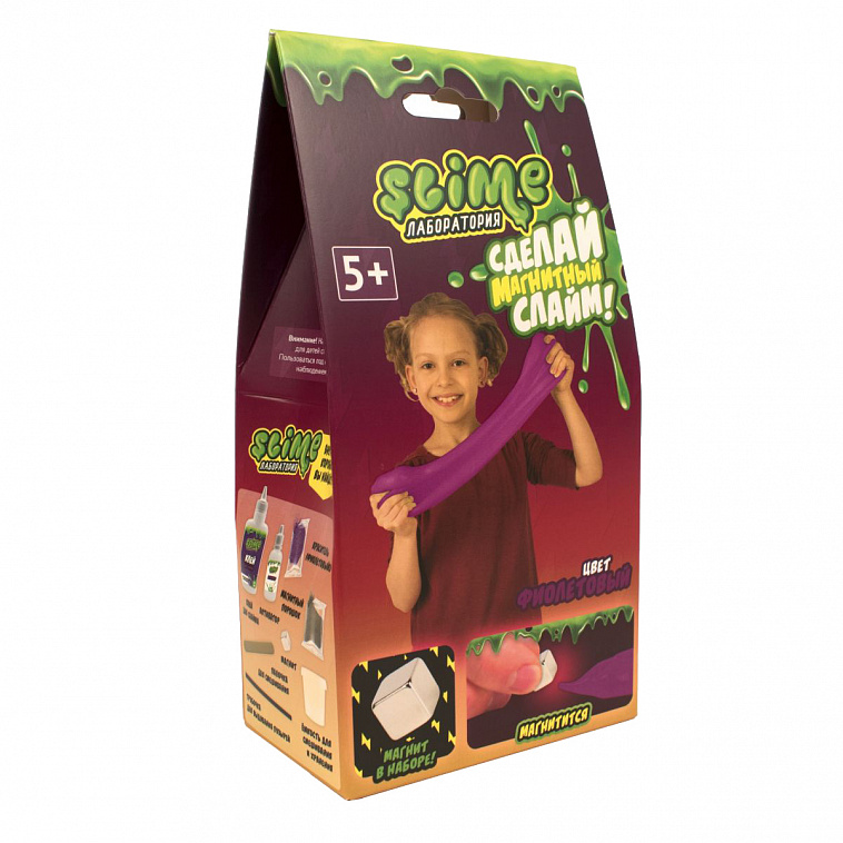 Игрушка Slime Малый набор для девочек "Лаборатория" фиолетовый магнитный, 100 г