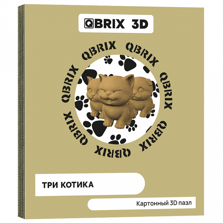 Картонный 3D конструктор QBRIX "Три котика"