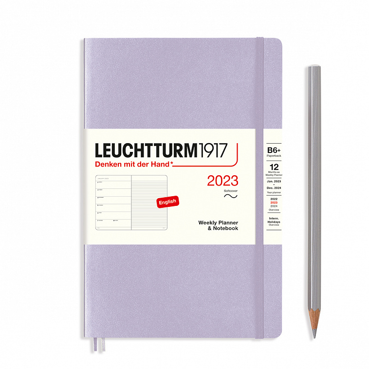 Еженедельник датир. Leuchtturm1917 Paperback B6+ на 2023г, 72л, м. обл, цвет: Сиреневый