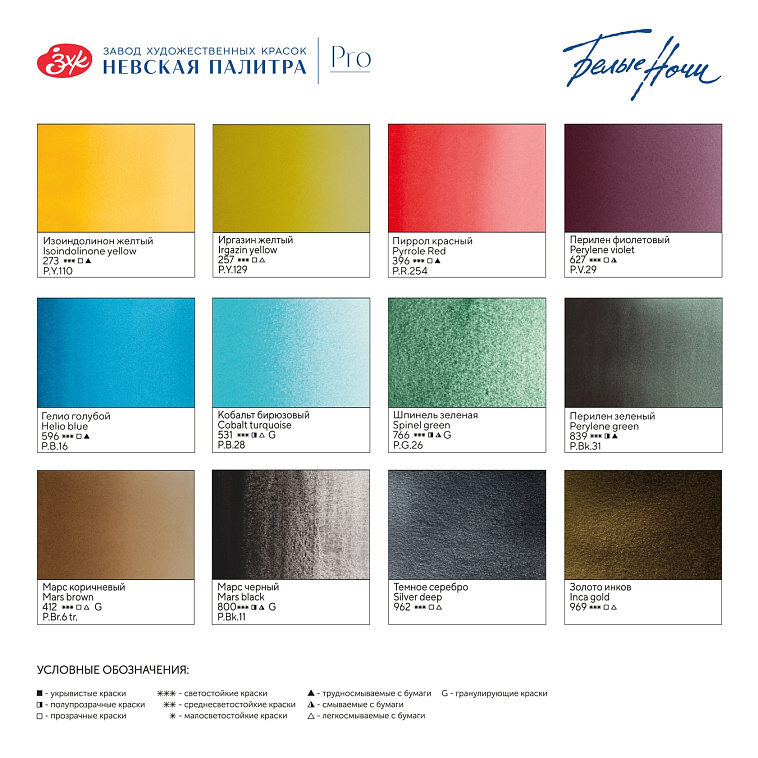 Набор акварели Белые Ночи "Русские сказки", 12 шт х 2,5 мл, пластик 606x758