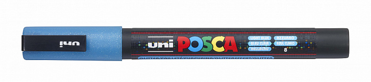 Маркер UNI "POSCA" PC-3ML, 0,9-1,3 мм, наконечник пулевидный, цвет голубой с блёстками 606x758