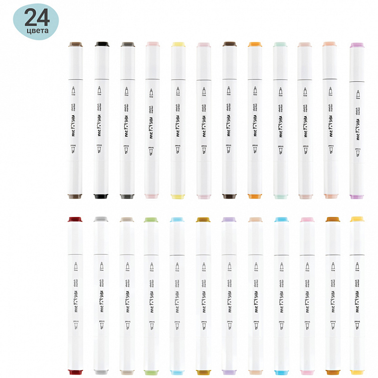 Набор маркеров для скетчинга MESHU 24 цв, пастельные цвета