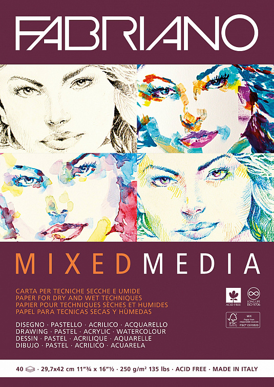 Альбом-склейка Fabriano "Mixed Media" 29,7х42 см 40 л 250 г