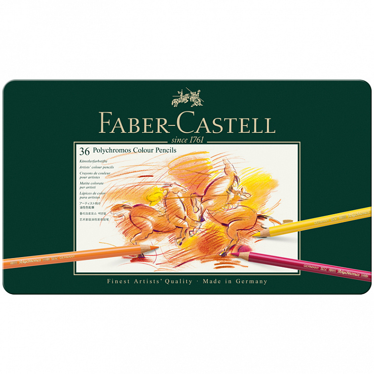 Набор карандашей цветных Faber-castell "Polychromos" 36 шт проф-ные в металле  