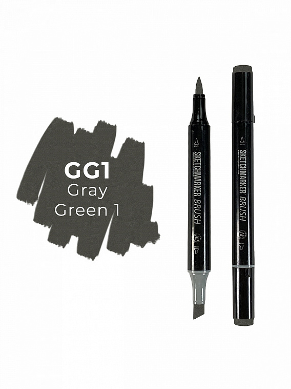 Маркер двухсторонний на спиртовой основе Sketchmarker Brush Цвет Серо зеленый 1 606x758
